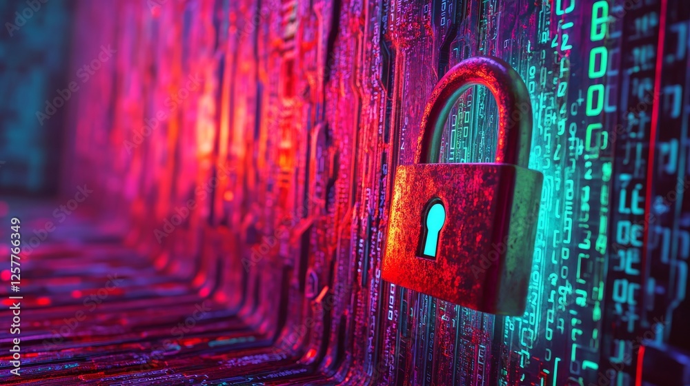 Poster cybersecurity data protection technology is showcased with an internet connection and online network