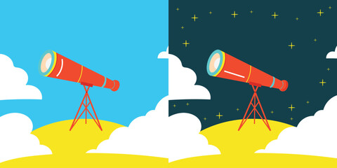 a simple telescope for design element in day and night background