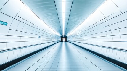 Obraz premium Subway tunnel, bright lights, perspective, travel, transportation