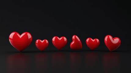 Lustrous Red Hearts In Gradual Sizes