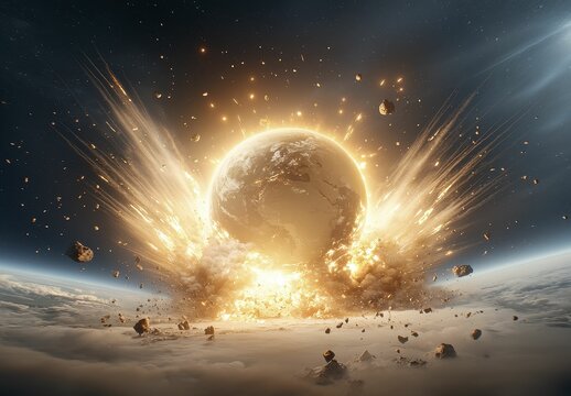 Exploding Earth In Space