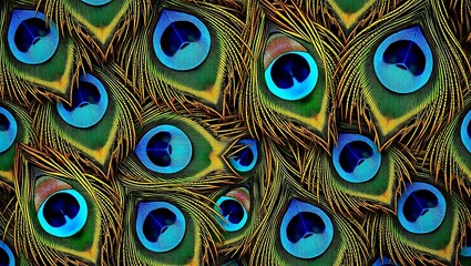 Fototapeta premium Iridescent Peacock Feather Texture with Vibrant Colors background