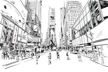 New York city sketch vector art illustration. United states.