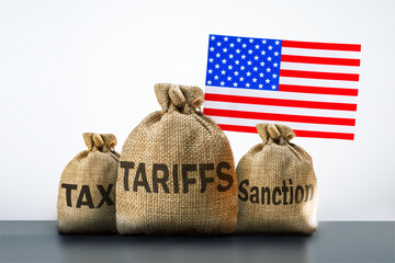  USA trade war concept. Trade tariffs, sanction, trade tax.