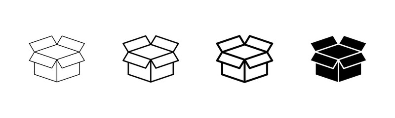 Box icon vector isolated on white background. Cardboard box, packaging open. Box vector icon