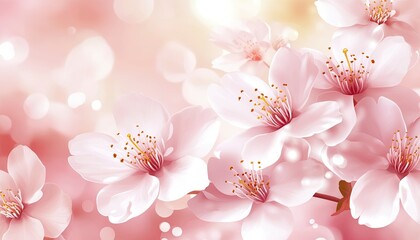 A soft pink background with falling cherry blossom petals, creating an elegant and romantic atmosphere for Valentine's Day or springtime themes. 
