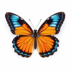 Vibrant Butterfly with Stunning Blue and Orange Wings Isolated on White Background Perfect for Nature and Wildlife Themes