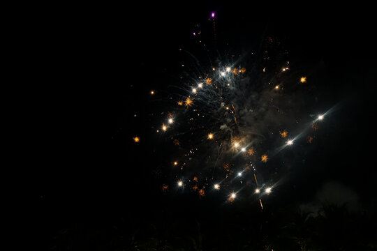 Colorful Fireworks Exploding Brightly Against a Dark Night Sky