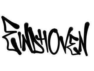 EINDHOVEN city name sprayed graffiti letters isolated hand drawn style