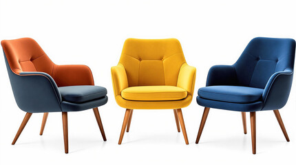 Obraz premium Mid-Century Modern Chairs with Vibrant Velvet Upholstery and Wooden Tapered Legs