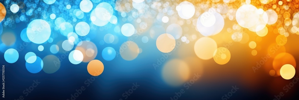 Poster blue and yellow circular bokeh lights background ideal for creating a cheerful atmosphere in various