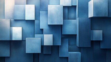 Abstract Blue Cubes Soft Light Geometric Pattern. AI Generated
