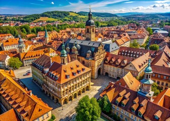 Obraz premium Aerial View of Bamberg City Hall Roof, Germany - Historic Architecture