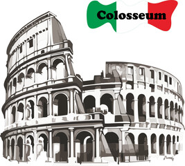 Naklejka premium Colosseum sketch vector illustration, italian roman historical building icon