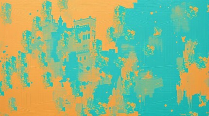 Obraz premium Abstract Teal and Orange Texture with Digital Glitch Effect
