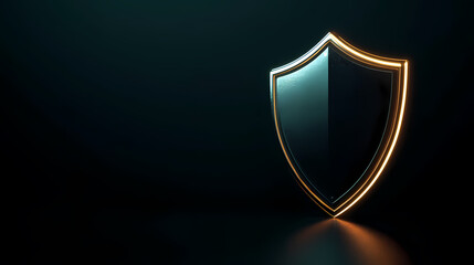 Black Shield with Golden Border on Dark Background