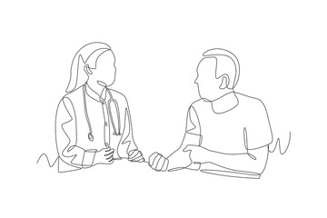 Health consultations concept one-line drawing