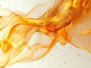 Abstract orange smoke with shimmering gold particles, mysterious and highend
