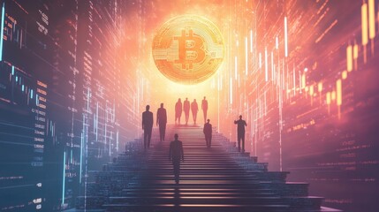 Bitcoin Ascent: Crypto Investors Climbing Towards Financial Success and Digital Currency Revolution
