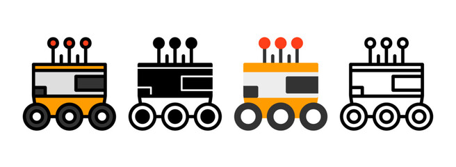 Set of Autonomous Delivery Robot Icon