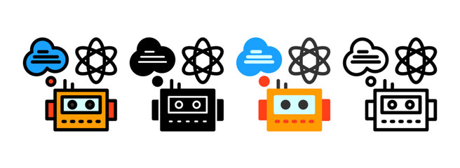 Set of Quantum Machine Learning Icon