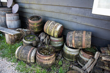 Old wooden barrels