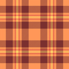 Grand tartan textile texture, ragged fabric background seamless. New pattern check plaid vector in red and orange colors.