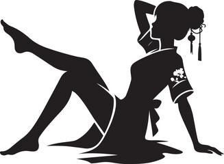 relaxing woman design silhouette style isolated on white background.