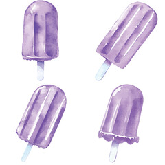 Pink popsicle watercolor set hand drawn