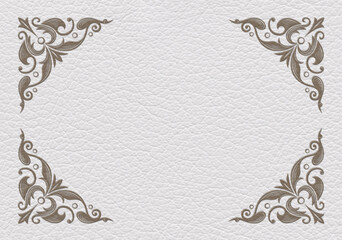 Decorative rectangular framework on leather background. 