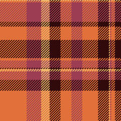 Warm autumnal plaid pattern in rich orange, maroon, and brown hues.  Perfect for fallthemed designs, textile prints, and seasonal branding.  Evokes feelings of warmth, comfort, and rustic charm.
