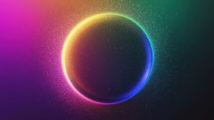Vibrant rainbow circle on dark background.