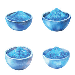 turmeric powder in a bowl watercolor hand drawn illustration concept