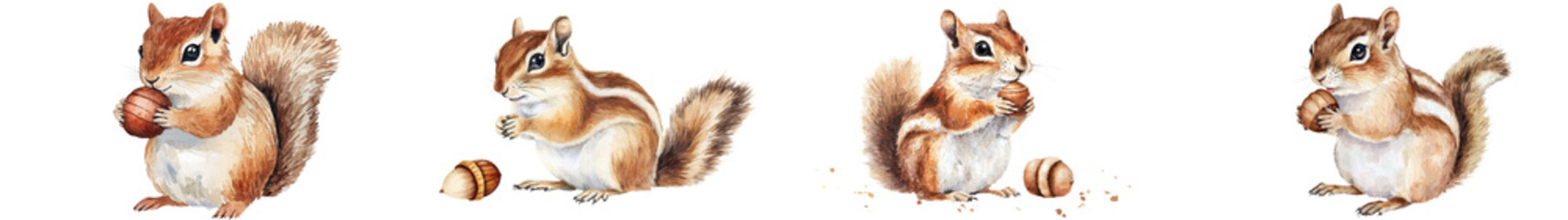 Naklejka premium Adorable Squirrel Gathering Acorns and Nuts in Lush Green Forest Fluffy Brown Squirrel Running and Jumping on Tree Branches