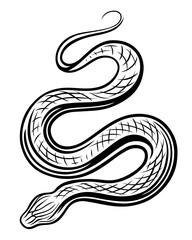 Ausmalbild mit Schlange - Jahr der Schlange Design. Tattoo Outlines.