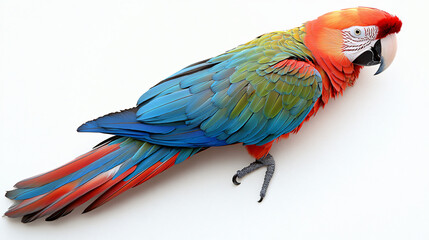 a colorful parrot sitting on a white surface