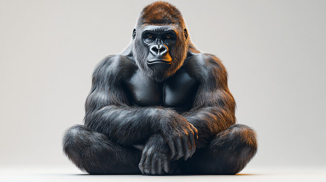 a gorilla sitting on the ground