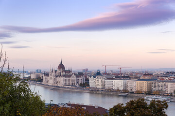 Budapest left bank with Hungarian Parliament Building from Castle Hill