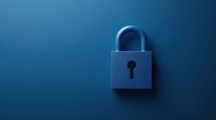Cyber security concept. Blue lock symbol, point connecting network on blue background. Global connection. data safety.