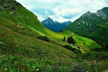 Austrian Alps - view of the Biberkopf mountain near the town of Warth in the Lechtal Alps