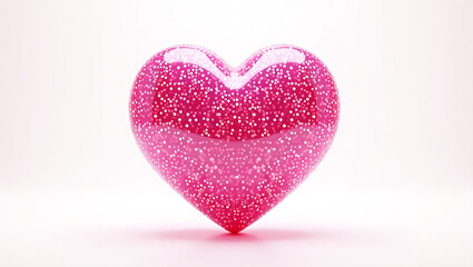 Fototapeta premium A shiny pink heart is isolated on a white background