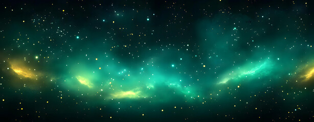 Fototapeta premium Stunning Teal and Gold Nebula in a Dark Starry Night Sky