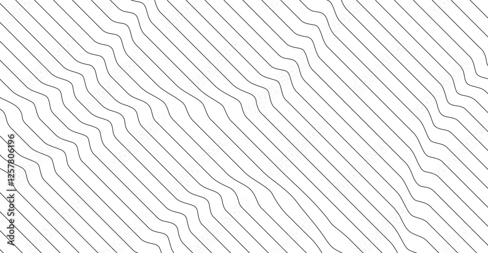 Poster Black thin minimal distorted lines abstract technology background. Vector geometric tech design