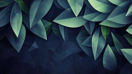 Obraz premium Lush green leaves overlapping with dark backdrop creating a serene nature feel in a modern design