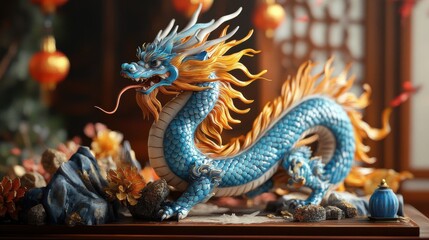 Fototapeta premium New year decoration with dragon art