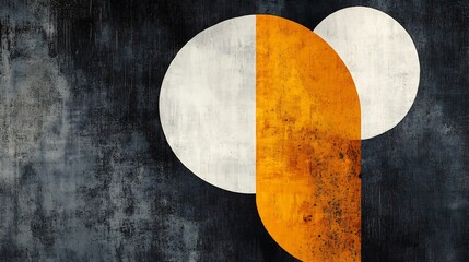 Abstract orange and white circles subtly overlap on dark textured background. AI Generated