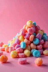 Obraz premium A colorful mound of various bubble gum pieces , red, confectionery
