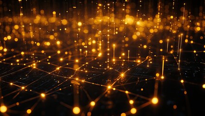 Abstract network cityscape lights at night