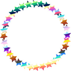 Round frame of many colorful stars festive design