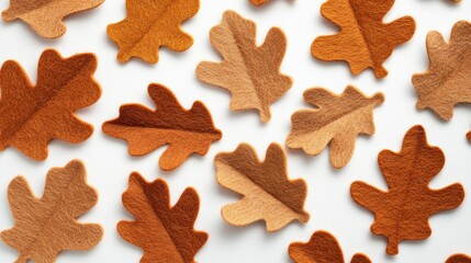 Autumn oak leaves felt craft background